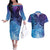 New Zealand Matariki Couples Matching Off The Shoulder Long Sleeve Dress and Hawaiian Shirt Aotearoa Maori New Year Galaxy Maori Silver Fern