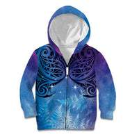 New Zealand Matariki Kid Hoodie Aotearoa Maori New Year Galaxy Maori Silver Fern