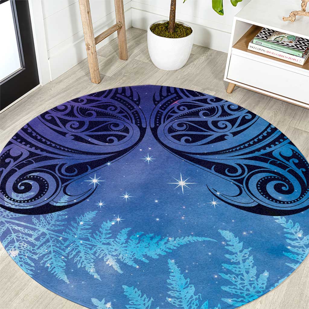 New Zealand Matariki Round Carpet Aotearoa Maori New Year Galaxy Maori Silver Fern