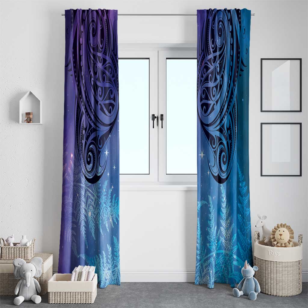 New Zealand Matariki Window Curtain Aotearoa Maori New Year Galaxy Maori Silver Fern