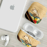 Personalised Bula Vinaka Fiji Drua AirPods Case Fijian Traditional Canoe Tapa Cloth Beige LT14 - Polynesian Pride