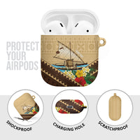 Personalised Bula Vinaka Fiji Drua AirPods Case Fijian Traditional Canoe Tapa Cloth Beige LT14 - Polynesian Pride