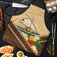Personalised Bula Vinaka Fiji Drua Apron Fijian Traditional Canoe Tapa Cloth Beige LT14 Beige - Polynesian Pride