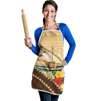 Personalised Bula Vinaka Fiji Drua Apron Fijian Traditional Canoe Tapa Cloth Beige LT14 - Polynesian Pride
