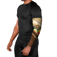 Personalised Bula Vinaka Fiji Drua Arm Sleeves Fijian Traditional Canoe Tapa Cloth Beige LT14 - Polynesian Pride
