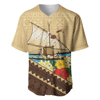 Personalised Bula Vinaka Fiji Drua Baseball Jersey Fijian Traditional Canoe Tapa Cloth Beige LT14 Beige - Polynesian Pride