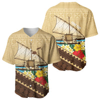 Personalised Bula Vinaka Fiji Drua Baseball Jersey Fijian Traditional Canoe Tapa Cloth Beige LT14 - Polynesian Pride