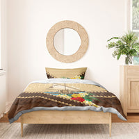 Personalised Bula Vinaka Fiji Drua Bedding Set Fijian Traditional Canoe Tapa Cloth Beige LT14 - Polynesian Pride