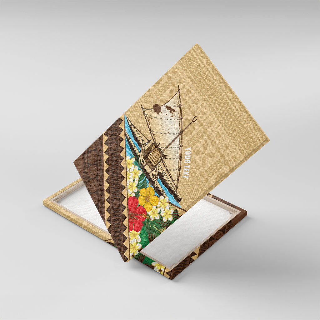 Personalised Bula Vinaka Fiji Drua Canvas Wall Art Fijian Traditional Canoe Tapa Cloth Beige LT14 With Frame Beige - Polynesian Pride