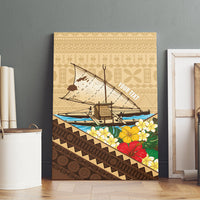 Personalised Bula Vinaka Fiji Drua Canvas Wall Art Fijian Traditional Canoe Tapa Cloth Beige LT14 - Polynesian Pride