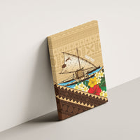 Personalised Bula Vinaka Fiji Drua Canvas Wall Art Fijian Traditional Canoe Tapa Cloth Beige LT14 - Polynesian Pride