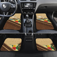 Personalised Bula Vinaka Fiji Drua Car Mats Fijian Traditional Canoe Tapa Cloth Beige LT14 Set 4pcs Beige - Polynesian Pride