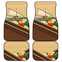 Personalised Bula Vinaka Fiji Drua Car Mats Fijian Traditional Canoe Tapa Cloth Beige LT14 - Polynesian Pride