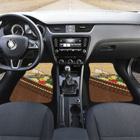 Personalised Bula Vinaka Fiji Drua Car Mats Fijian Traditional Canoe Tapa Cloth Beige LT14 Set 2pcs - Front Beige - Polynesian Pride