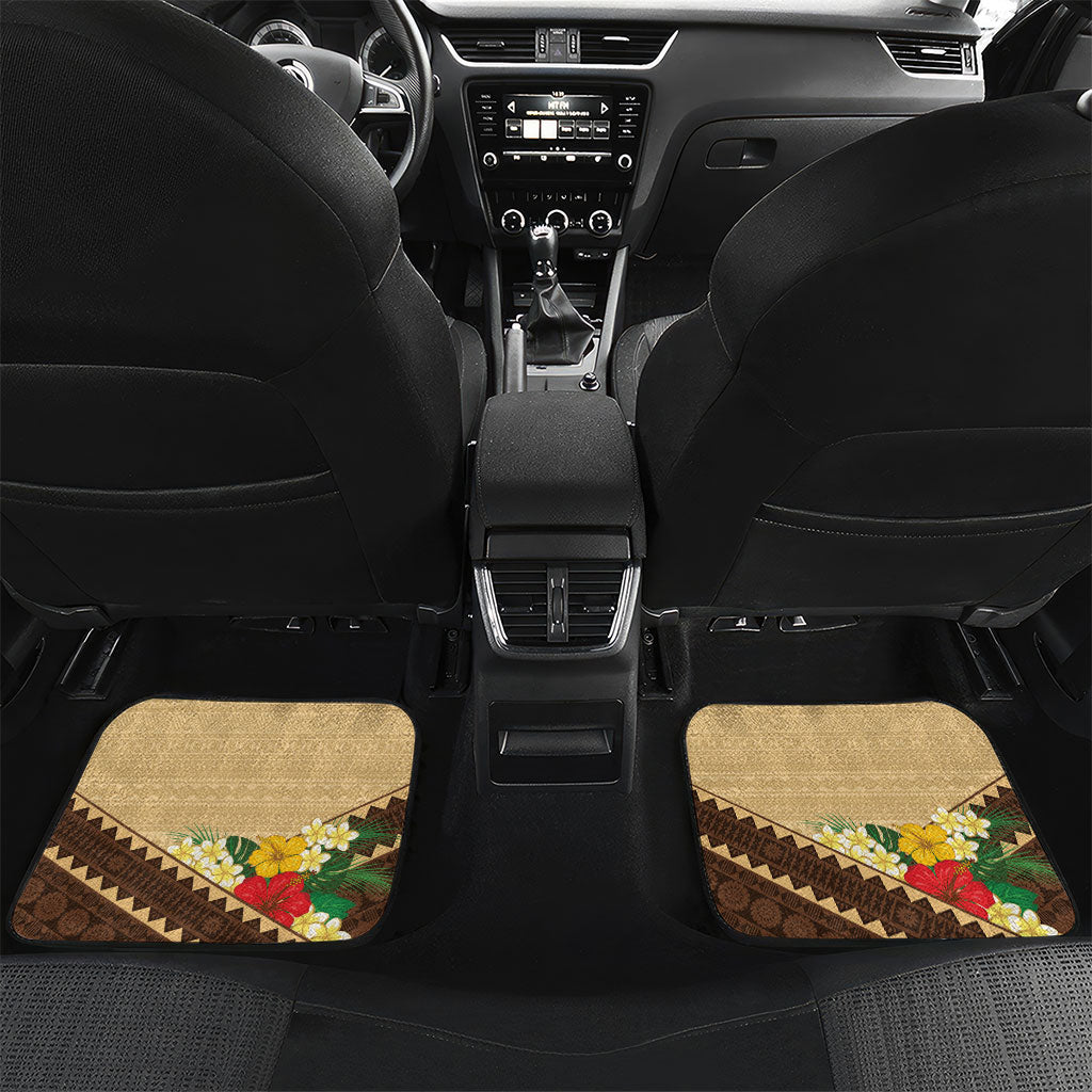 Personalised Bula Vinaka Fiji Drua Car Mats Fijian Traditional Canoe Tapa Cloth Beige LT14 Set 2pcs - Back Beige - Polynesian Pride