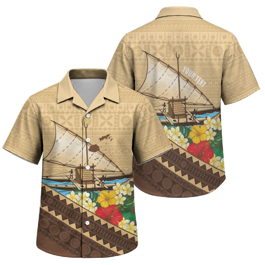 Personalised Bula Vinaka Fiji Drua Family Matching Long Sleeve Bodycon Dress and Hawaiian Shirt Fijian Traditional Canoe Tapa Cloth Beige LT14 Son's Shirt Beige - Polynesian Pride