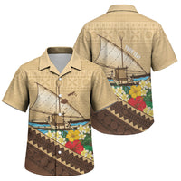 Personalised Bula Vinaka Fiji Drua Family Matching Off Shoulder Short Dress and Hawaiian Shirt Fijian Traditional Canoe Tapa Cloth Beige LT14 Son's Shirt Beige - Polynesian Pride
