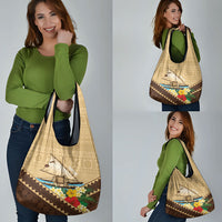 Personalised Bula Vinaka Fiji Drua Grocery Bag Fijian Traditional Canoe Tapa Cloth Beige LT14 - Polynesian Pride