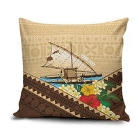 Personalised Bula Vinaka Fiji Drua Pillow Cover Fijian Traditional Canoe Tapa Cloth Beige LT14 Beige - Polynesian Pride