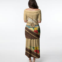 Personalised Bula Vinaka Fiji Drua Puletasi Fijian Traditional Canoe Tapa Cloth Beige LT14 - Polynesian Pride