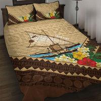 Personalised Bula Vinaka Fiji Drua Quilt Bed Set Fijian Traditional Canoe Tapa Cloth Beige LT14 Beige - Polynesian Pride