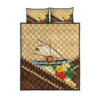 Personalised Bula Vinaka Fiji Drua Quilt Bed Set Fijian Traditional Canoe Tapa Cloth Beige LT14 - Polynesian Pride