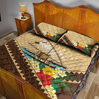Personalised Bula Vinaka Fiji Drua Quilt Bed Set Fijian Traditional Canoe Tapa Cloth Beige LT14 - Polynesian Pride