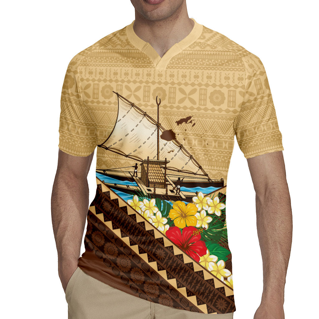 Personalised Bula Vinaka Fiji Drua Rugby Jersey Fijian Traditional Canoe Tapa Cloth Beige LT14 - Polynesian Pride