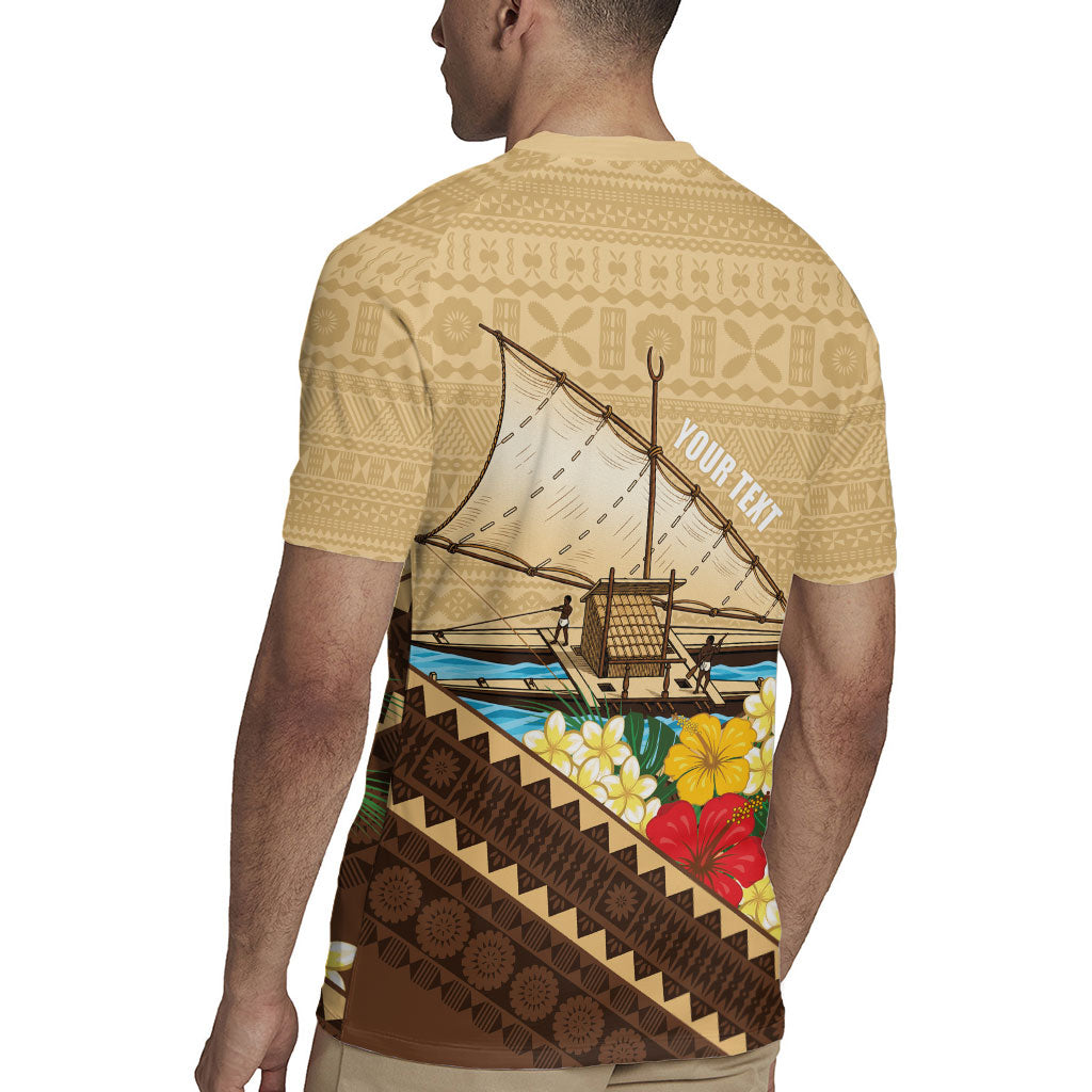 Personalised Bula Vinaka Fiji Drua Rugby Jersey Fijian Traditional Canoe Tapa Cloth Beige LT14 - Polynesian Pride