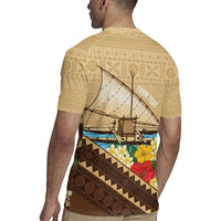Personalised Bula Vinaka Fiji Drua Rugby Jersey Fijian Traditional Canoe Tapa Cloth Beige LT14 - Polynesian Pride