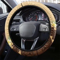 Bula Vinaka Fiji Drua Steering Wheel Cover Fijian Traditional Canoe Tapa Cloth Beige LT14 - Polynesian Pride