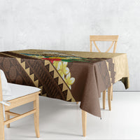 Personalised Bula Vinaka Fiji Drua Tablecloth Fijian Traditional Canoe Tapa Cloth Beige LT14 - Polynesian Pride
