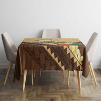 Personalised Bula Vinaka Fiji Drua Tablecloth Fijian Traditional Canoe Tapa Cloth Beige LT14 - Polynesian Pride