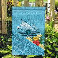 Personalised Bula Vinaka Fiji Drua Garden Flag Fijian Traditional Canoe Tapa Cloth Blue LT14 Garden Flag Blue - Polynesian Pride
