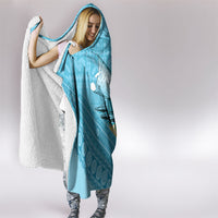 Personalised Bula Vinaka Fiji Drua Hooded Blanket Fijian Traditional Canoe Tapa Cloth Blue LT14 - Polynesian Pride