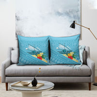 Personalised Bula Vinaka Fiji Drua Pillow Cover Fijian Traditional Canoe Tapa Cloth Blue LT14 - Polynesian Pride