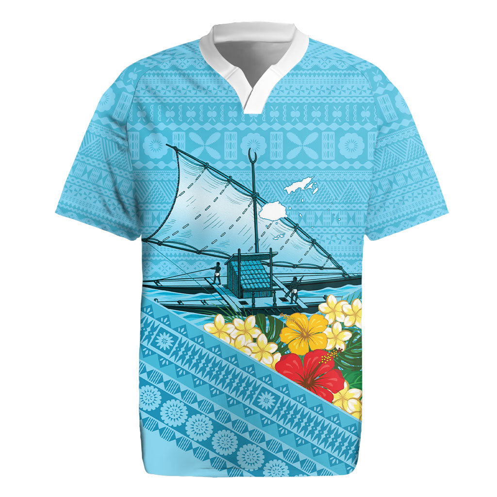 Personalised Bula Vinaka Fiji Drua Rugby Jersey Fijian Traditional Canoe Tapa Cloth Blue LT14 Blue - Polynesian Pride