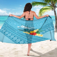 Personalised Bula Vinaka Fiji Drua Sarong Fijian Traditional Canoe Tapa Cloth Blue LT14 - Polynesian Pride