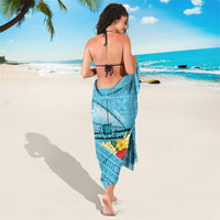 Personalised Bula Vinaka Fiji Drua Sarong Fijian Traditional Canoe Tapa Cloth Blue LT14 - Polynesian Pride