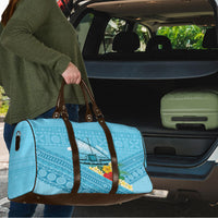 Personalised Bula Vinaka Fiji Drua Travel Bag Fijian Traditional Canoe Tapa Cloth Blue LT14 - Polynesian Pride