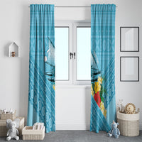 Personalised Bula Vinaka Fiji Drua Window Curtain Fijian Traditional Canoe Tapa Cloth Blue LT14 - Polynesian Pride