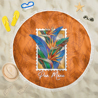 Aloha Hawaii Pua Manu Beach Blanket Hawaiian Bird of Paradise Flowers Stylized Stamp LT14 One Size 150cm Orange - Polynesian Pride