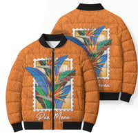 Aloha Hawaii Pua Manu Bomber Puffer Jacket Hawaiian Bird of Paradise Flowers Stylized Stamp LT14 - Polynesian Pride