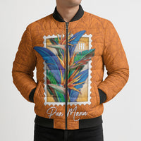 Aloha Hawaii Pua Manu Bomber Puffer Jacket Hawaiian Bird of Paradise Flowers Stylized Stamp LT14 - Polynesian Pride