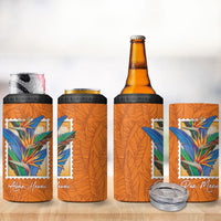 Aloha Hawaii Pua Manu 4 in 1 Can Cooler Tumbler Hawaiian Bird of Paradise Flowers Stylized Stamp LT14 - Polynesian Pride