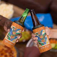 Aloha Hawaii Pua Manu 4 in 1 Can Cooler Tumbler Hawaiian Bird of Paradise Flowers Stylized Stamp LT14 - Polynesian Pride