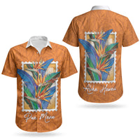Aloha Hawaii Pua Manu Couples Matching Tank Maxi Dress and Hawaiian Shirt Hawaiian Bird of Paradise Flowers Stylized Stamp LT14 - Polynesian Pride
