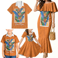 Aloha Hawaii Pua Manu Family Matching Mermaid Dress and Hawaiian Shirt Hawaiian Bird of Paradise Flowers Stylized Stamp LT14 - Polynesian Pride