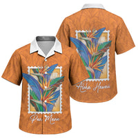Aloha Hawaii Pua Manu Family Matching Short Sleeve Bodycon Dress and Hawaiian Shirt Hawaiian Bird of Paradise Flowers Stylized Stamp LT14 Son's Shirt Orange - Polynesian Pride