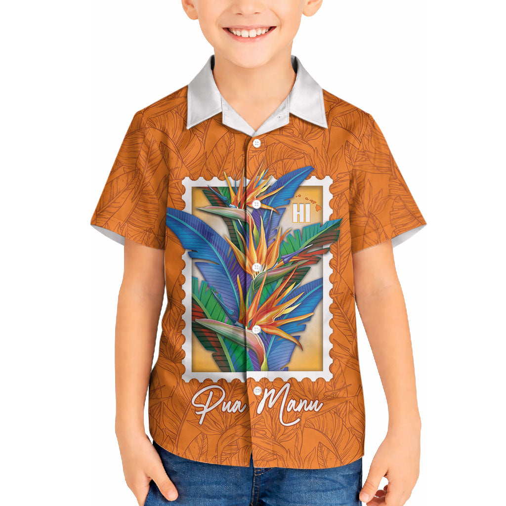 Aloha Hawaii Pua Manu Hawaiian Shirt Hawaiian Bird of Paradise Flowers Stylized Stamp LT14 - Polynesian Pride